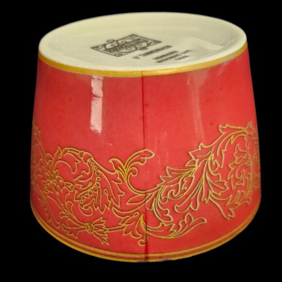 222 Fifth O’ Tannenbaum Red & Gold 4" Bowl Set of 4 Holiday China - Picture 2 of 6